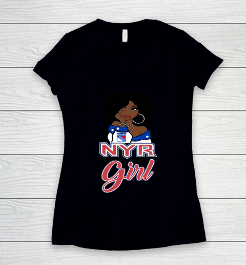 New York Rangers Girl NHL Women's V-Neck T-Shirt