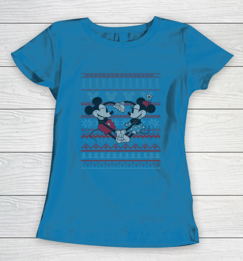 Disney Mickey And Minnie Mouse Christmas Ugly Sweater Style Women's T-Shirt 6