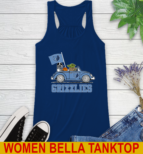 NBA Basketball Memphis Grizzlies Darth Vader Baby Yoda Driving Star Wars Shirt Racerback Tank 9