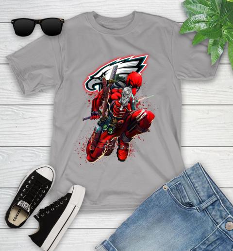 NFL Deadpool Marvel Comics Sports Football Philadelphia Eagles Youth T-Shirt 4