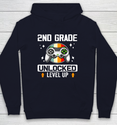 Next Level t shirts 2nd Grade Unlocked Level Up Back To School Second Grade Gamer Youth Hoodie 2