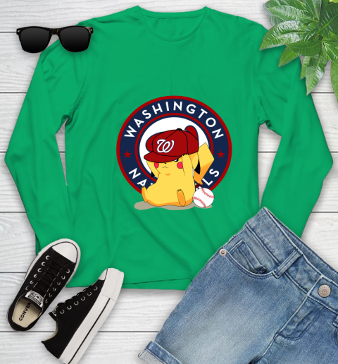 MLB Pikachu Baseball Sports Washington Nationals Youth Long Sleeve 6