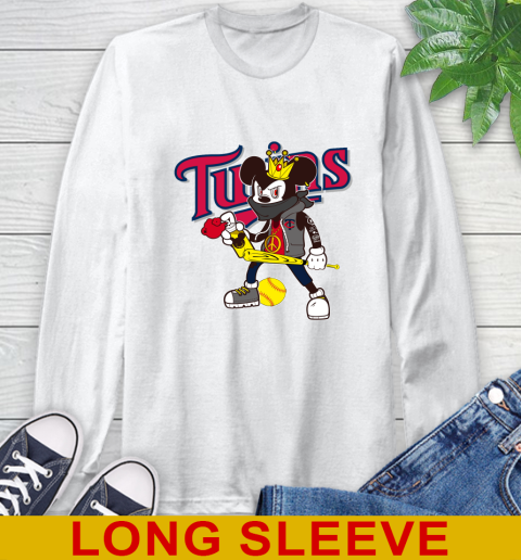 Minnesota Twins MLB Baseball Mickey Peace Sign Sports Long Sleeve T-Shirt