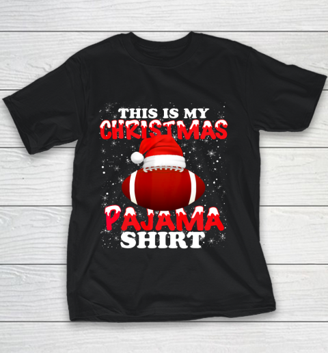 Football Christmas Gifts Santa Hat Funny Xmas Pajamas Youth T-Shirt