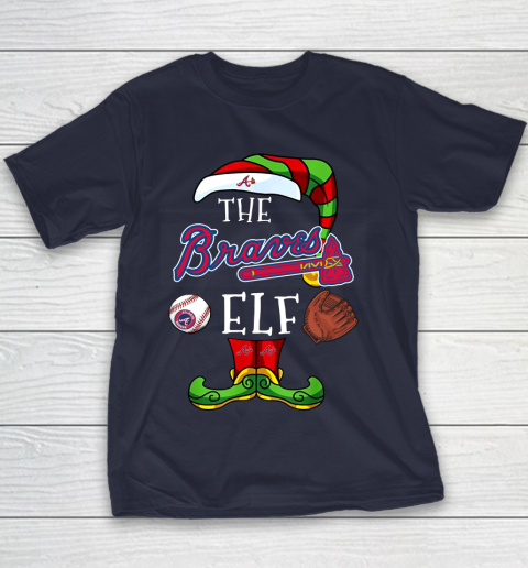 Atlanta Braves Christmas ELF Funny MLB Youth T-Shirt 2