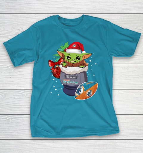 Miami Dolphins Christmas Baby Yoda Star Wars Funny Happy NFL T-Shirt 8