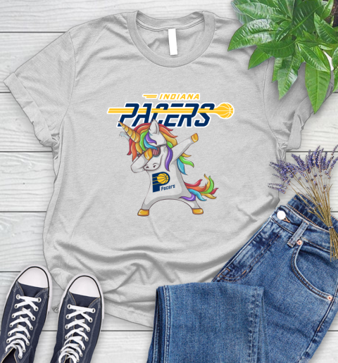 Indiana Pacers NBA Basketball Funny Unicorn Dabbing Sports Women's T-Shirt
