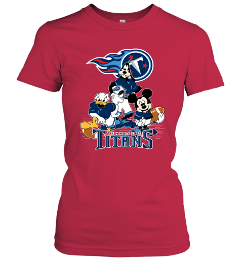 NFL Tennessee Titans Mickey Mouse Donald Duck Goofy Football T Shirt Lz5uWqPEzYQ ladies t shirt 20 95 151514 front red