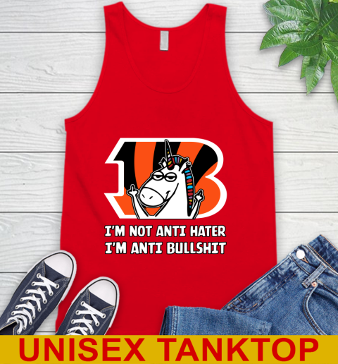 Cincinnati Bengals NFL Football Unicorn I'm Not Anti Hater I'm Anti Bullshit Tank Top 6