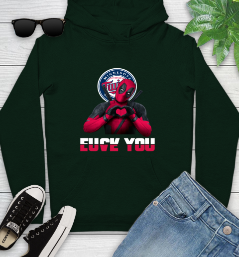MLB Minnesota Twins Deadpool Love You Fuck You Baseball Sports Youth Hoodie 14