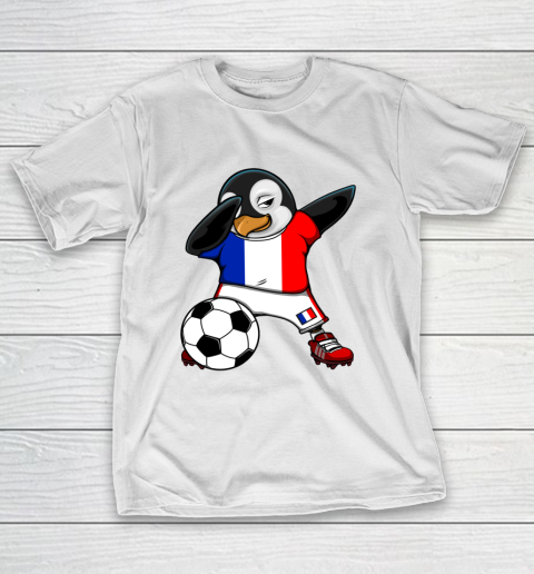 Dabbing Penguin France Soccer Fans Jersey Football Lovers T-Shirt