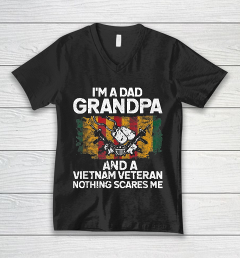 Grandpa Funny Gift Apparel  I'm A Dad Grandpa Vietnam Veteran Fathers Day V-Neck T-Shirt