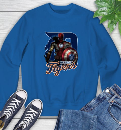 MLB Captain America Thor Spider Man Hawkeye Avengers Endgame Baseball Detroit Tigers Sweatshirt 8
