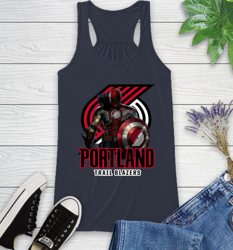 Portland Trail Blazers NBA Basketball Captain America Thor Spider Man Hawkeye Avengers Racerback Tank 12
