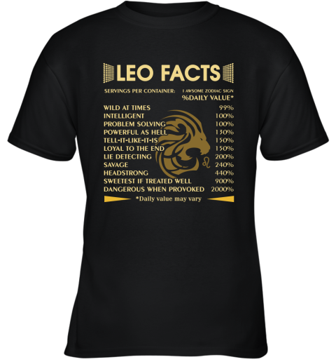 Zodiac Leo Facts Awesome Zodiac Sign Daily Value Youth T-Shirt