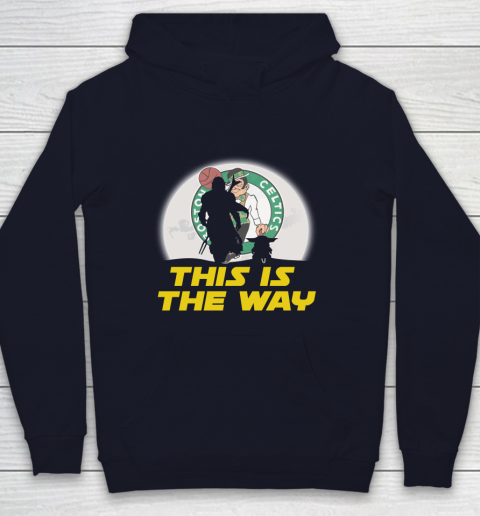 Boston Celtics NBA Basketball Star Wars Yoda And Mandalorian This Is The Way Youth Hoodie 2