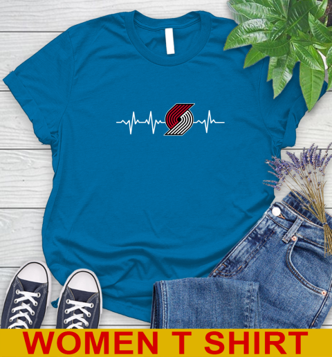 Portland Trail Blazers NBA Basketball Heart Beat Shirt Women's T-Shirt 9 Portland Trail Blazers NBA Basketball Heart Beat Shirt Women's T-Shirt - Image 9