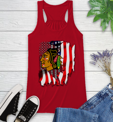Chicago Blackhawks NHL Hockey American Flag Racerback Tank 5