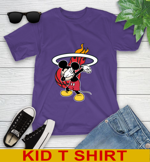 Miami Heat NBA Basketball Dabbing Mickey Disney Sports Youth T-Shirt 4