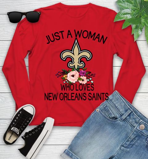 NFL Just A Woman Who Loves New Orleans Saints Football Sports Youth Long Sleeve 8