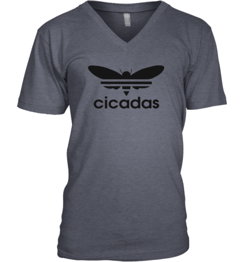 Trending Cicadas Shirt Cicada 2024 V-Neck T-Shirt jl6u trending cicadas shirt cicada 2024 v neck unisex 8 front heather navy