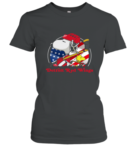 wlxf detroit red wings ice hockey snoopy and woodstock nhl ladies t shirt 20 front black