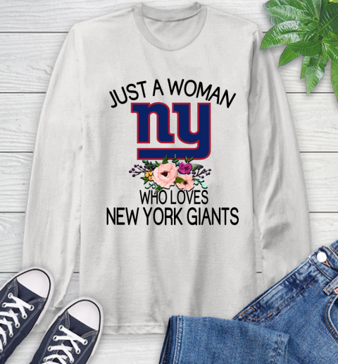 NFL Just A Woman Who Loves New York Giants Football Sports Long Sleeve T-Shirt