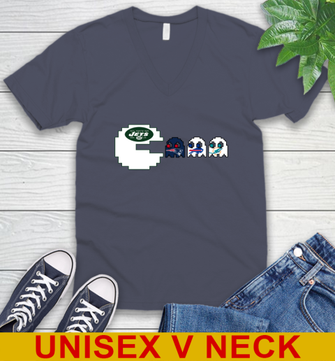New York Jets NFL Football Pac Man Champion V-Neck T-Shirt 8