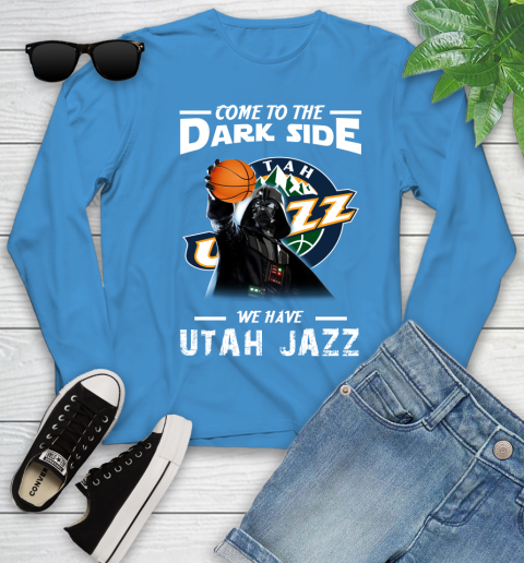 NBA Come To The Dark Side We Have Utah Jazz Star Wars Darth Vader Basketball Youth Long Sleeve 8
