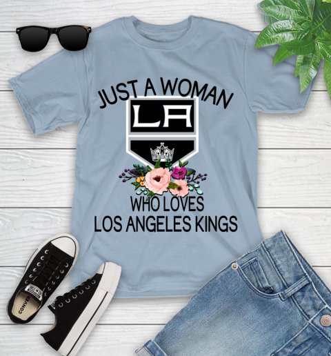 NHL Just A Woman Who Loves Los Angeles Kings Hockey Sports Youth T-Shirt 6