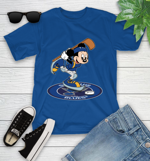 NHL Hockey St.Louis Blues Cheerful Mickey Disney Shirt Youth T-Shirt 9