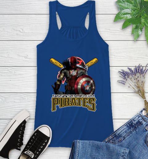 MLB Captain America Thor Spider Man Hawkeye Avengers Endgame Baseball Pittsburgh Pirates Racerback Tank 9