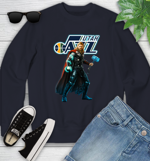NBA Thor Avengers Endgame Basketball Utah Jazz Youth Sweatshirt 3