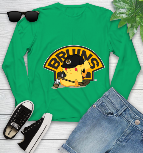 NHL Pikachu Hockey Sports Boston Bruins Youth Long Sleeve 6