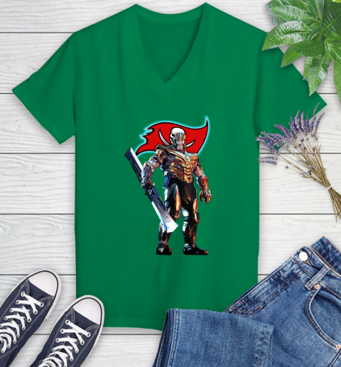 NFL Thanos Gauntlet Avengers Endgame Football Tampa Bay Buccaneers Women's V-Neck T-Shirt 5