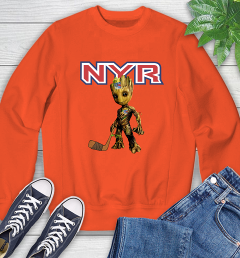 New York Rangers NHL Hockey Groot Marvel Guardians Of The Galaxy Sweatshirt 4