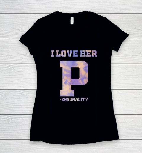 I Love Her P Personality Shirt I Love His Dick Dedication Matching Women's V-Neck T-Shirt