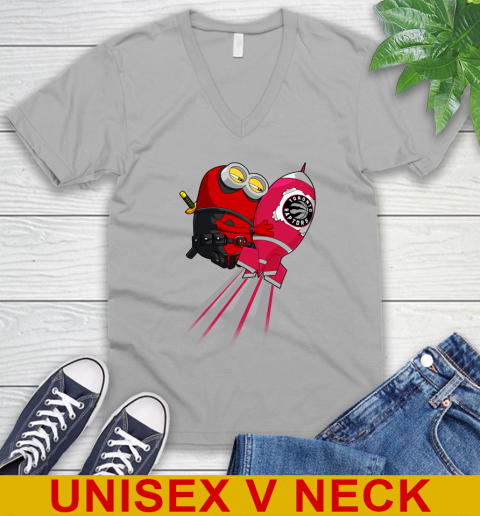NBA Basketball Toronto Raptors Deadpool Minion Marvel Shirt V-Neck T-Shirt 3