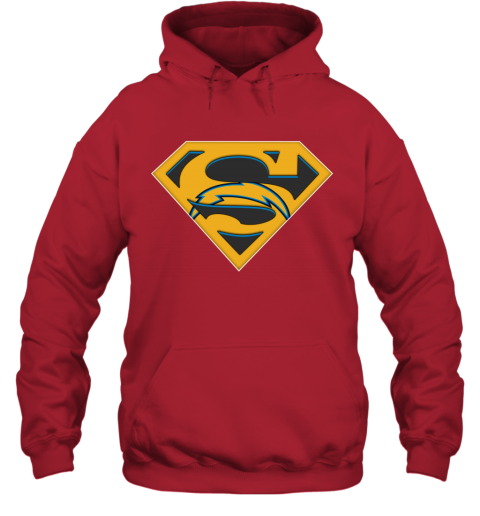 NFL Los Angeles Chargers LOGO Superman n9ls nfl los angeles chargers logo superman hoodie 23 front red