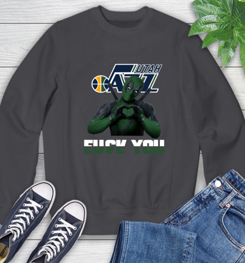 NBA Utah Jazz Deadpool Love You Fuck You Basketball Sports Sweatshirt 6