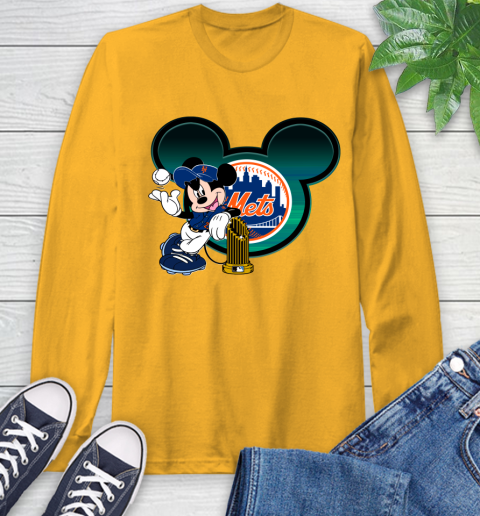 MLB New York Mets The Commissioner's Trophy Mickey Mouse Disney Long Sleeve T-Shirt 3