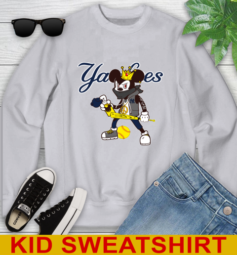 New York Yankees MLB Baseball Mickey Peace Sign Sports Youth Sweatshirt 4