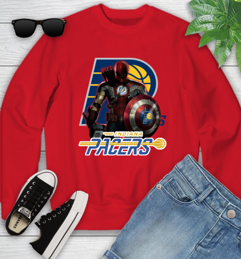 Indiana Pacers NBA Basketball Captain America Thor Spider Man Hawkeye Avengers Youth Sweatshirt 9