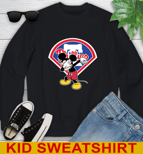 Philadelphia Phillies MLB Baseball Dabbing Mickey Disney Sports Youth Sweatshirt 2