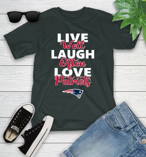 NFL Football New England Patriots Live Well Laugh Often Love Shirt Youth T-Shirt 5