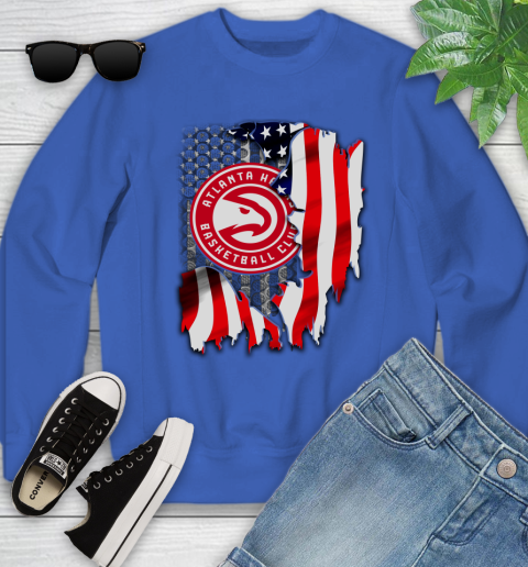 Atlanta Hawks NBA Basketball American Flag Youth Sweatshirt 7