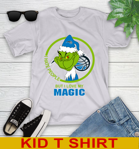 Orlando Magic NBA Christmas Grinch I Hate People But I Love My Favorite Basketball Team Youth T-Shirt 5