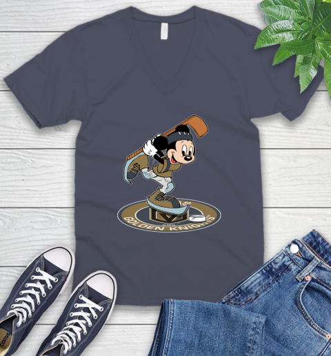 NHL Hockey Vegas Golden Knights Cheerful Mickey Disney Shirt V-Neck T-Shirt 8