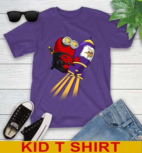 NFL Football Minnesota Vikings Deadpool Minion Marvel Shirt Youth T-Shirt 3