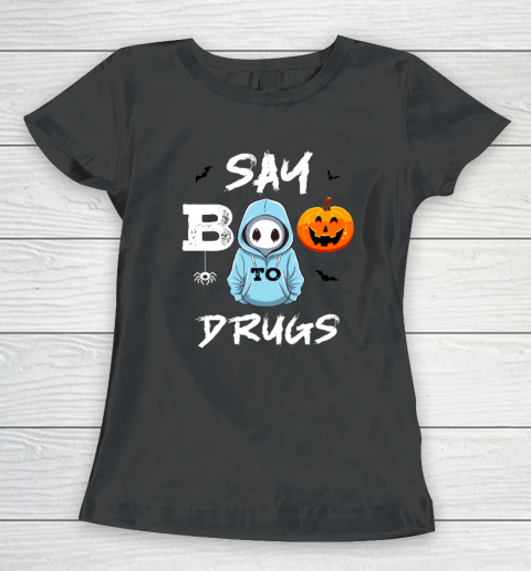 Funny Halloween Red Ribbon Week Awareness Say Boo To Drugs Women's T-Shirt